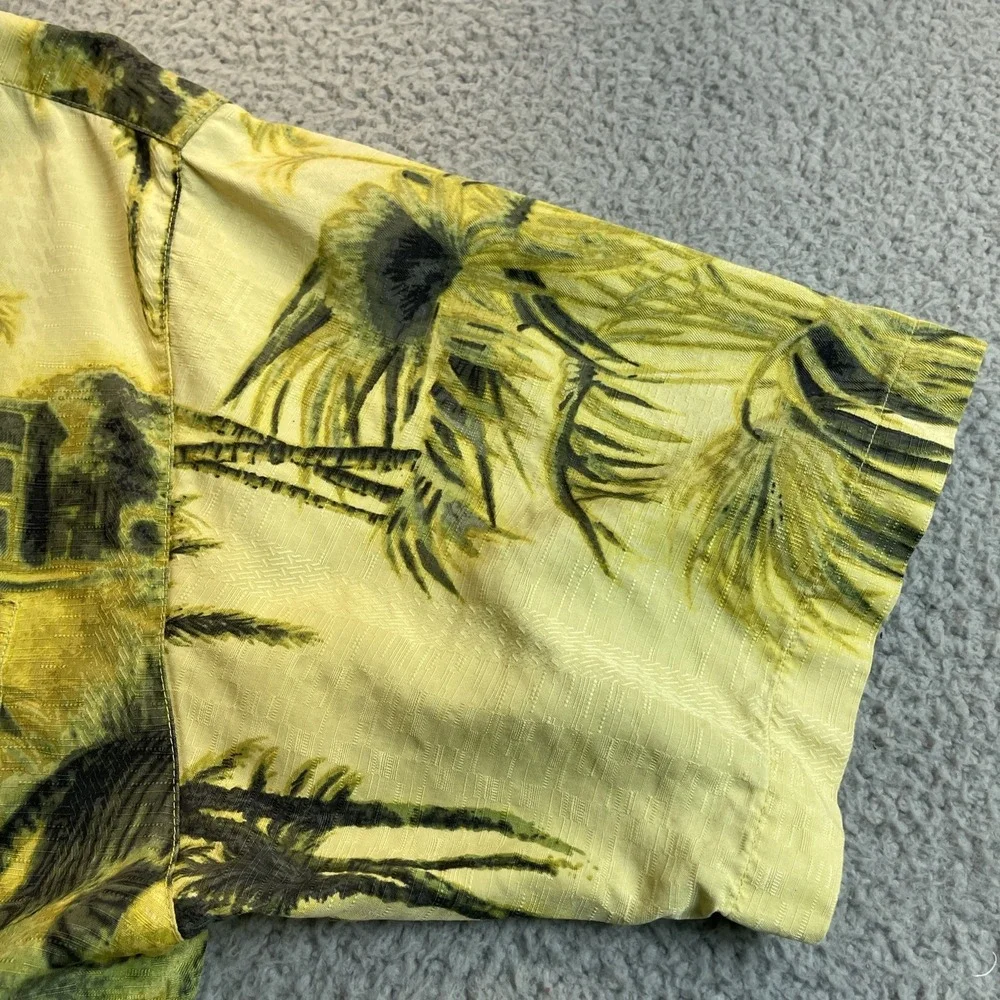 Tommy Bahama Shirts Mens Large Yellow Silk Palm Tree Tiger Hawaiian Camp Casual - Picture 7 of 12